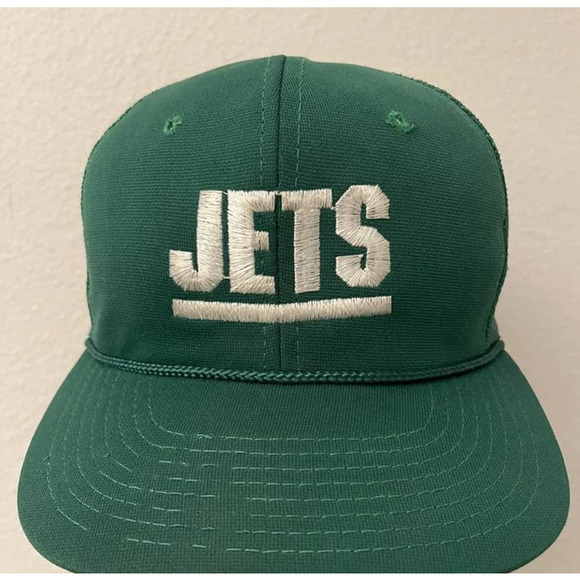 VTG NFL New York Jets Mesh Snapback Green Trucker Hat Macgregor Sports Specialty - Picture 1 of 8
